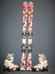 Juniorské lyže SALOMON JADE Jr 130cm + Lyžáky 24,5cm, VÝBORNÝ STAV